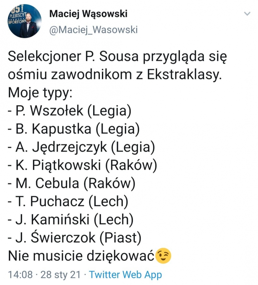 Prawdopodobnie TYCH PIŁKARZY Z EKSTRAKLASY OBSERWUJE selekcjoner Sousa!